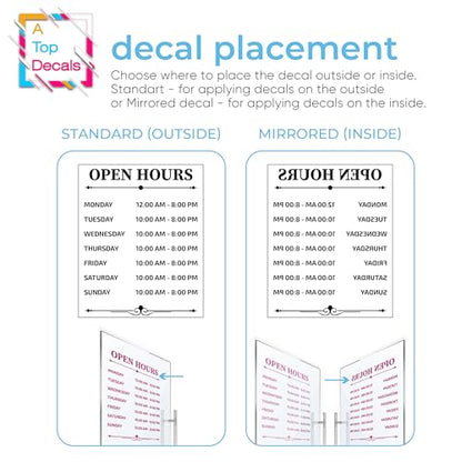 Custom Business Hours Window Decals, Open Hours Vinyl Door Sign for Office