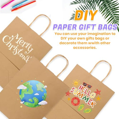XPCARE Large Brown Paper Bags, 100 Pcs 10x5x13 Paper Gift Bags with Handles - color: Brown, size: 1 Count (Pack of 100)