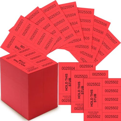 Kosiz 1000 Sheets 5 Bid Raffle Ticket Sheets Chinese Auction Tickets Numbers for Basket Events and Silent Auctions (Red) - color: Red, size: 5 Bid
