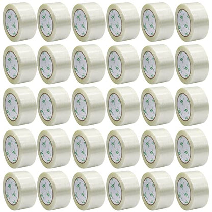 BOMEI PACK Fiber Reinforced Packing Tape, 30Rolls Mono Filament Tape 2 inch x 35yds x 5.5Mil, for Packing and Strapping - size: 30Roll: 50mmx35y