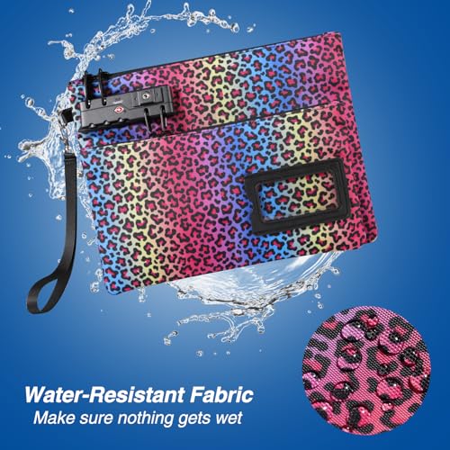 KOSMCCO Lockable Money Bag, Neon Leopard, 11x8.6 Inch - color: Neon Leopard