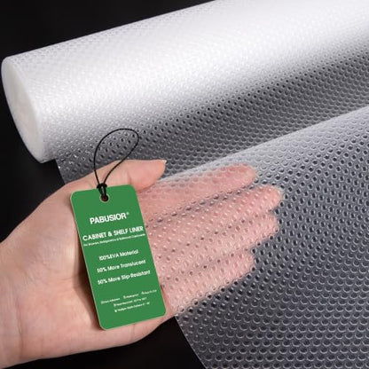 PABUSIOR Clear Cabinet Drawer Liner: 100%EVA Dual-Sided Non-Slip 10" x 360" - size: 10"W x 360"L