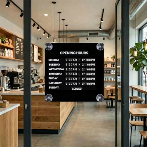 Magnetic Business Hours Sign, Changeable Storefront Opening Hours Board - color: Black Board