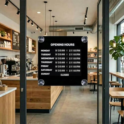 Magnetic Business Hours Sign, Changeable Storefront Opening Hours Board - color: Black Board