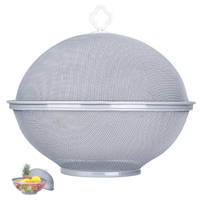 Fruit Fly Proof Fruit Storage Basket, Metal Mesh Fruit Bowl w Lid Grey1PCS - color: Grey/1PCS