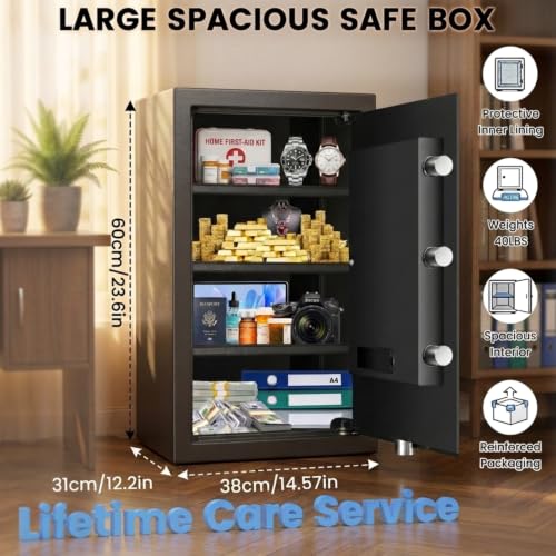 [5.0 Cub] Large Safe Box with Fireproof Bag for Home Use, 23.6" Tall Safe - size: 5.0 Cub