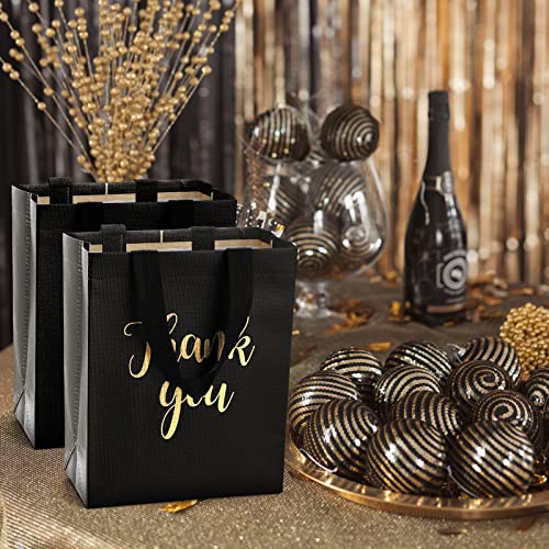 Fumete 50 Pcs Black Glossy Thank You Gift Bag with Handles - color: Black