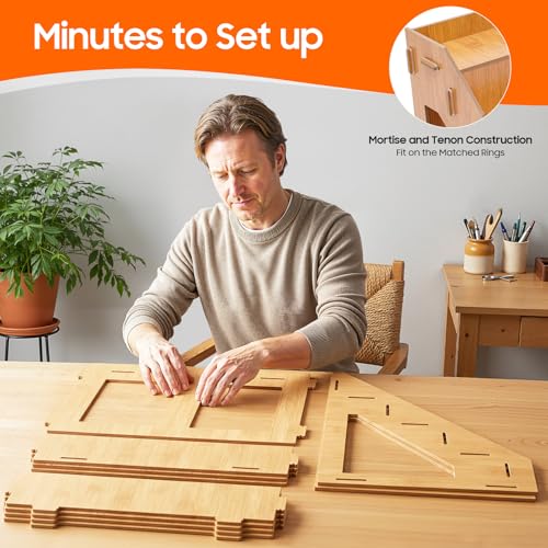 4 Tier Retail Display Stands 4 Pcs Set Cake Dessert Countertop Display Stand Log Color Triangular Display Rack for Stores Offices Homes Parties