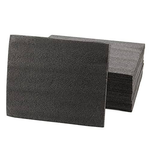 LEXININ 15 Pack 12 x 10 x 2/5 Inch Foam Pads, Polyethylene Cushioning Sheets for Moving, Packing, Crafting, Black