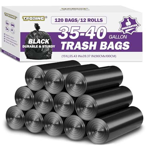 35-40 Gallon Trash Bags Unscented, 35'' x 40'', Black, 120 Count - color: 35-40 Gallon | 120 Count, size: 120 Count(pack of 1)