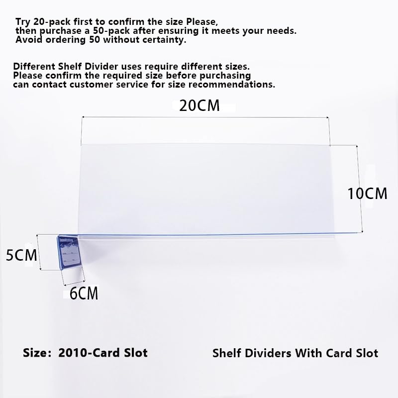 20 Pcs 20 * 10CM 1MM PVC Folder Classification Partition File Classification Label Shelf Dividers Logo Inventory Shelf Warehouse Sign - size: 2010-Card Slot
