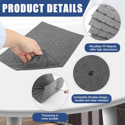 50 Pcs Oil Absorbent Pads, Oil Spill Mat Universal Oil Absorbing Sheets