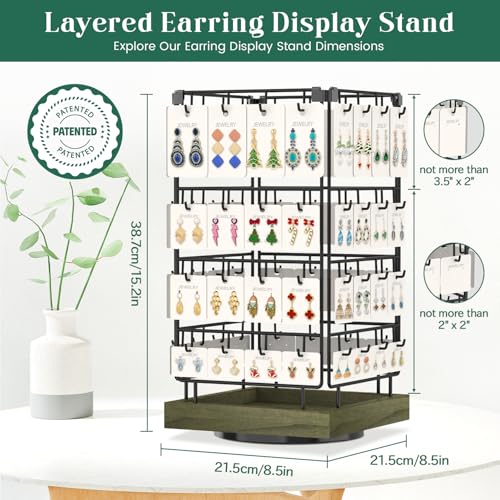EsLuker.ly Rotating Earring Display Holder Stand for Vendors Selling, Rustic Gray - color: Rustic Gray+Black