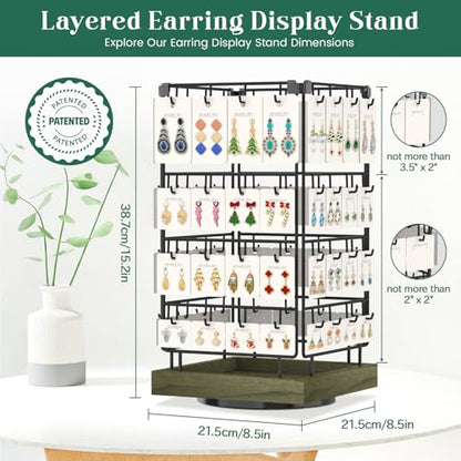 EsLuker.ly Rotating Earring Display Holder Stand for Vendors Selling, Rustic Gray - color: Rustic Gray+Black