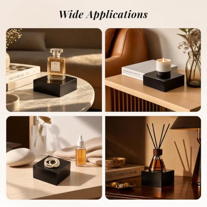 Oirlv Solid Wood Minimalism Style Jewelry Display Stand Showcase Jewelry Organizer Black Square Holder (SM05302) - color: SM05302