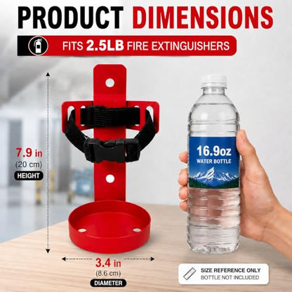 Compact Fire Extinguisher Wall Mount Bracket - Heavy Duty Quick Release Holder for 2.5 lb Fire Extinguishers 1 Pack