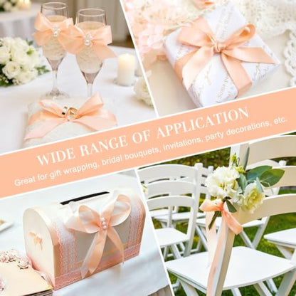 Peach Satin Ribbon, 1 Inch, 50 Yards - color: Peach