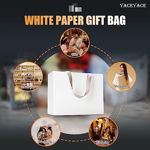 White Gift Bags with Handles, 10Pcs 10.5"x4.25"x8" White Kraft - color: White, size: 10.5x4.25x8 Inch (Pack of 10)