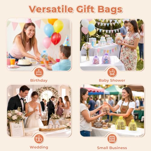 Crweety 50PCS Organza Bags 3x4 Ivory Small Gift Bags Mesh Drawstring - color: Ivory