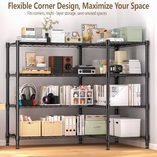 Himimi 4-Tier Metal Shelving - 1600LBS Capacity, Adjustable Heavy Duty Wire Unit with Leveling Feet for Kitchen, Garage, Pantry, Laundry, 72" W x 18" D x 60" H, Black - color: Black, size: 72"W×18"D×60"H, 4-Tier