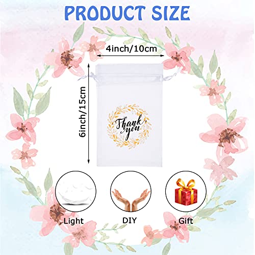 Shappy 100 Pcs 4x6 Inch White Organza Bags, Thank You Drawstring Gift Bags - color: White, size: 1 Count (Pack of 100)