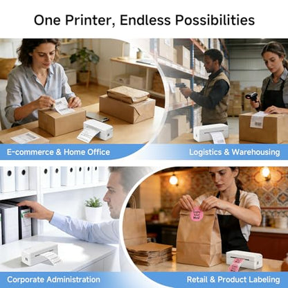 Bluetooth Thermal Label Printer w/ Stand, 4x6 Shipping Label Printer - color: White