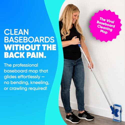 Microfiber Wholesale Baseboard Pro Mucho Mop, Chenille Microfiber Pad, 70" Handle, for Baseboards, Hardwood, Tile and Laminate Floors, 2.5 lbs - size: Baseboard Pro Kit
