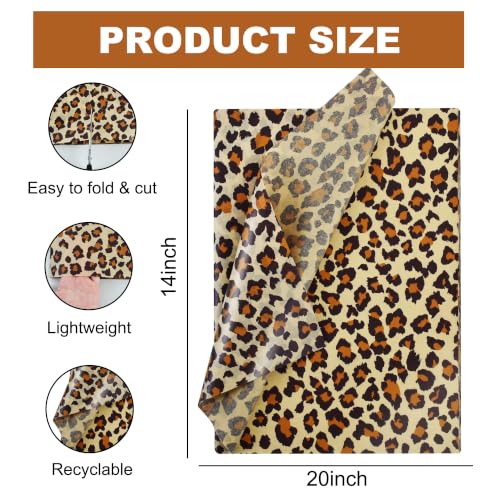 BEISHIDA Leopard Print Tissue Paper Bulk,Brown Cheetah Print Wrapping Tissue Paper for Gift Bags, 14 x 20 Inch Gift Wrap for Wedding Birthday DIY Crafts Holiday Floral Bouquet,60 Sheets - color: cheetah50-brown
