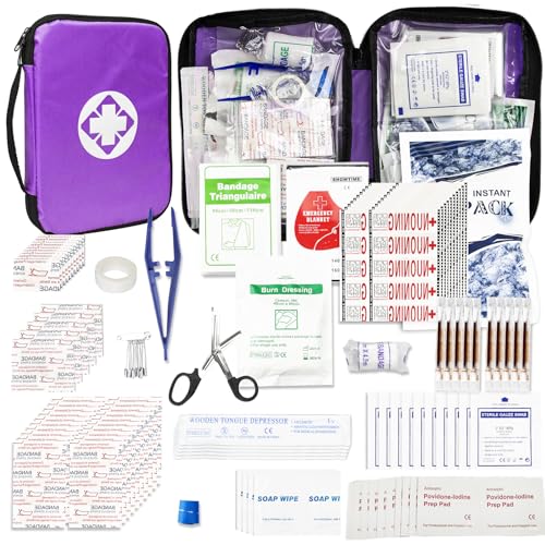 First Aid Kit 300PCS Car Home Camping Essentials Purple 1st Aid - style: 300Pcs-Purple