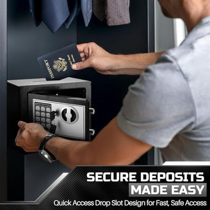 Flexzion Small Drop Safe Box with Digital Keypad, 12 x 8 x 8 in, Black - color: Black, size: Small (0.26 Cubic Feet)