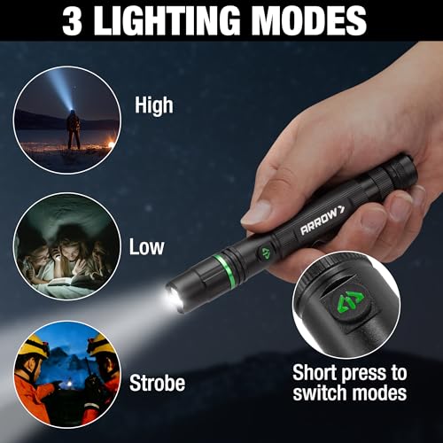 Arrow Rechargeabl Compact EDC Flashlights 200 Lumens with 3 Lighting Modes