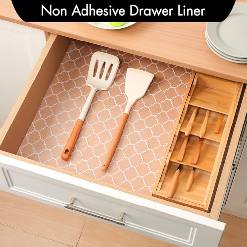 Cooyes Shelf Liner for Kitchen Cabinets, Non‑Adhesive Drawer Liner - color: Absolute White, size: 11.8"W x 360"L