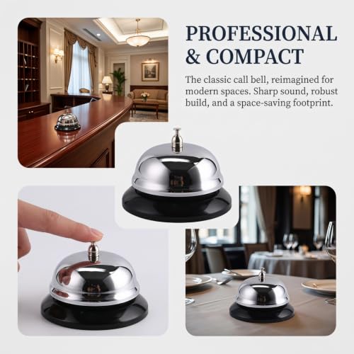 Veemoon Service Bell Classic Reception Bell for Restaurant Home Kitchen Desk Call 3.93 X 3.93 X 2.75 in 1 Pack
