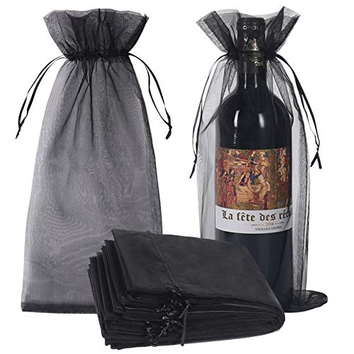 HRX Package 30pcs Mesh Organza Wine Bags for Gift Giving (Black) - color: Black