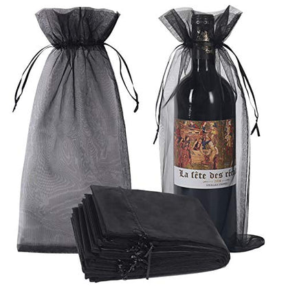 HRX Package 30pcs Mesh Organza Wine Bags for Gift Giving (Black) - color: Black