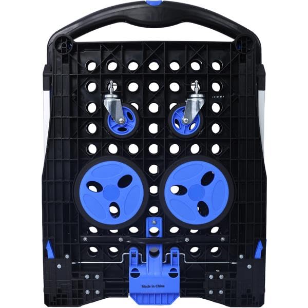 2-Tier Folding Shopping Cart with Baskets, Foldable Grocery Carts on Wheels for Market, Heavy Duty Utility Wagon Foldable Market Cart for Groceries Laundry Apartment Shopping Carts On Wheels