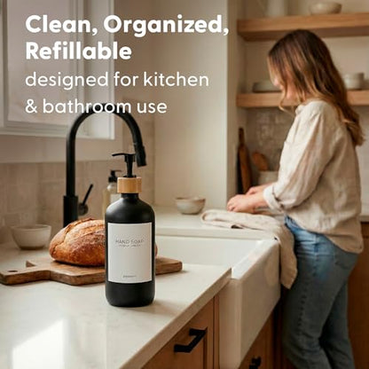 Maisonovo Dish Soap Dispenser - Black Soap Dispenser Black Bamboo Pumps - color: Black Black