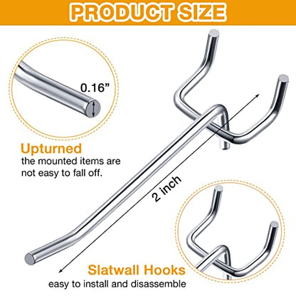 Funrous 100 Pack 2 Inch Stainless Steel Hooks for Pegboard, Silver - size: 2 Inch