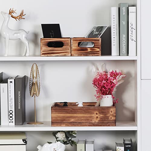Wooden Crates for Display,Decorative Box Rustic,Rectangle Baskets Container - size: 3Pack(L+2S)