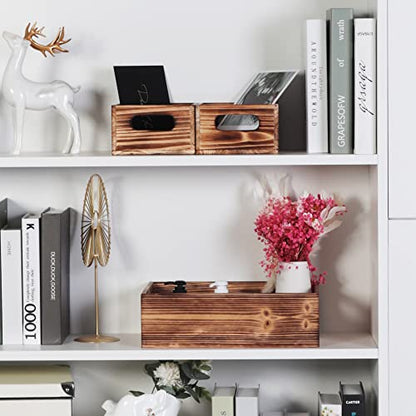 Wooden Crates for Display,Decorative Box Rustic,Rectangle Baskets Container - size: 3Pack(L+2S)