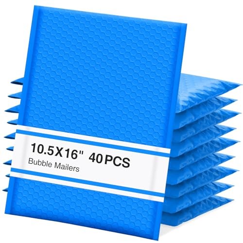 UCGOU Bubble Mailers 10.5x16" 40 Pack Usable Size 10.5x15" Blue Padded - color: Blue, size: 10.5x16" 40PC