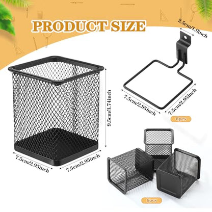 Colingmill 6 Set Slat Wall Hooks Holder Metal Mesh Basket Organizer, Square - style: Square