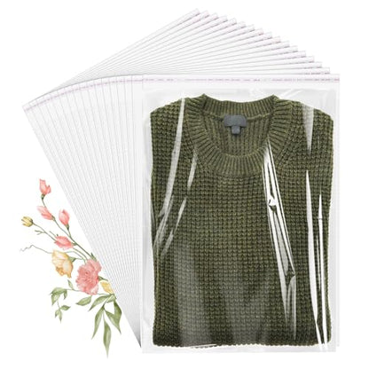 100 Pack 12x18" Clear Cellophane Bags for Shirts, Gift Wrapping, Artwork - size: 12x18 Inch