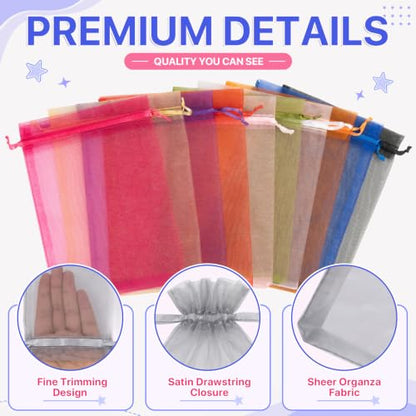 ANZNKU 100PCS Organza Bags 5x7 Grey Small Gift Mesh Drawstring Goodie Bags - color: Grey