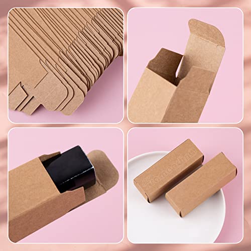 Framendino, 50 Pack Kraft Paper Lipstick Boxes Lip Gloss Rectangle Bottle Reusable Balm Packaging Cases Essential Oil Wrapping Box for DIY Gift - color: Kraft - 3.34x1.1x1.1