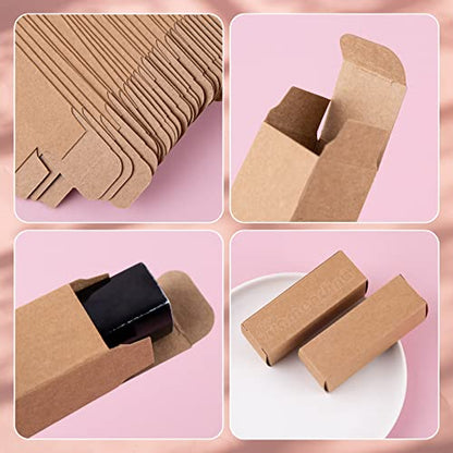 Framendino, 50 Pack Kraft Paper Lipstick Boxes Lip Gloss Rectangle Bottle Reusable Balm Packaging Cases Essential Oil Wrapping Box for DIY Gift - color: Kraft - 3.34x1.1x1.1