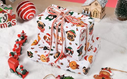 Sikiweiter Christmas Dog Wrapping Paper Roll, 17" x 16.5 ft - color: Dog Christmas 2