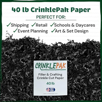 40LB Black Crinkle Cut Paper Filler, USA Made - color: Black, size: 40 LB