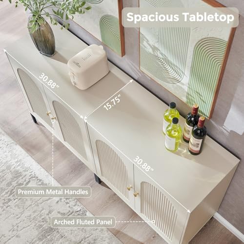 IFGET 61.75" W Modern Arched Sideboard Buffet Cabinet with Storage, Cream - color: Cream, size: 2 Pieces