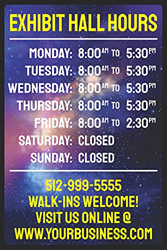 Customized Business Hours Personalized Sign, 8x12 - color: Custom Business Hours Dark Colors